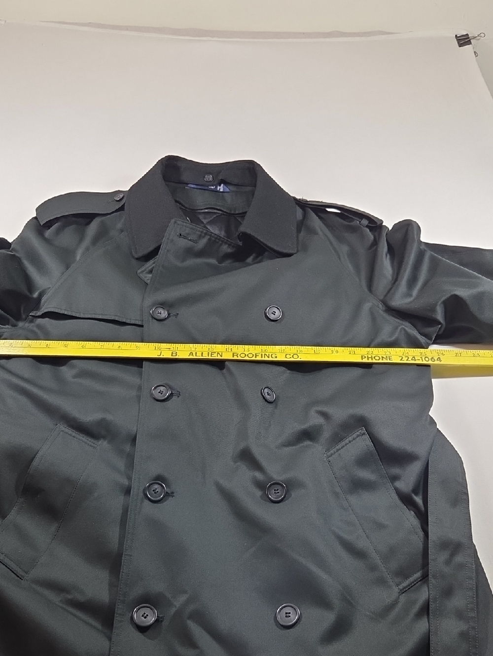 Ralph Ralph Lauren Black Wool Blend  Double-Breasted Trench Coat Jacket - Picture 8 of 16